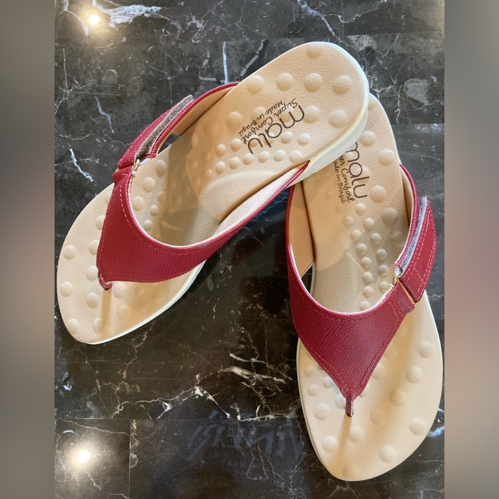 Malu Super Comfort Red Flip Flop Sandals - Picture 8 of 11